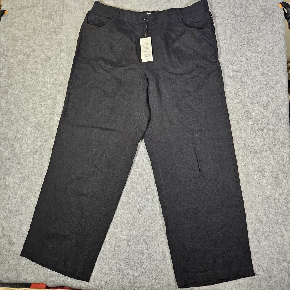 Eileen Fisher Womens Plus Size Black 5 Pocket Wide Leg Jean 36NL-P555X Size 1X